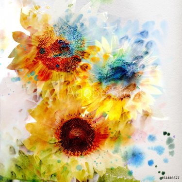 Watercolor sunflowers - 901140390