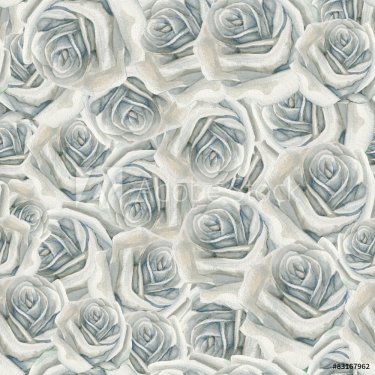 Watercolor white rose pattern  - 901144200