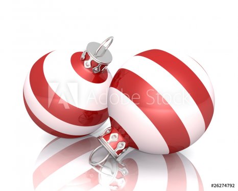 Weihnachtskugeln - 2x Rot Weiß gestreift 02 - 900623127