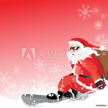 Weihnachtsmann mit Snowboard - 900954448