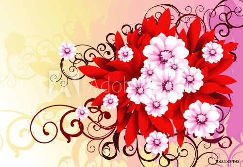 white flowers over a purple background - 900485418