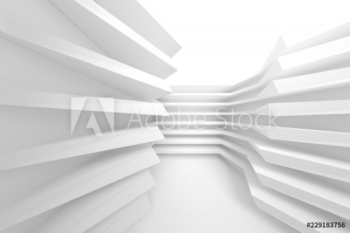 White Modern Interior Background. Abstract Building Blocks