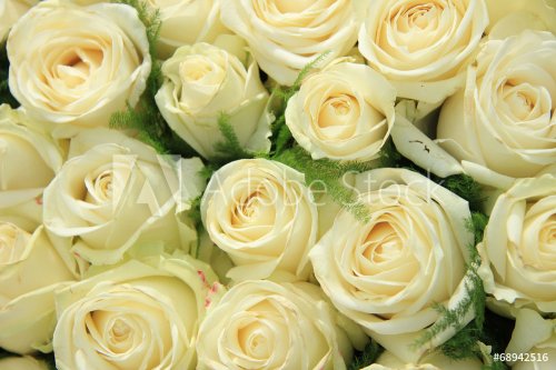 White roses in a wedding arrangement - 901144194