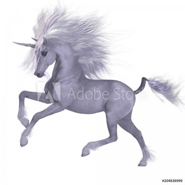 White Unicorn Prancing - A Unicorn is a mythical creature that has a white co... - 901151512