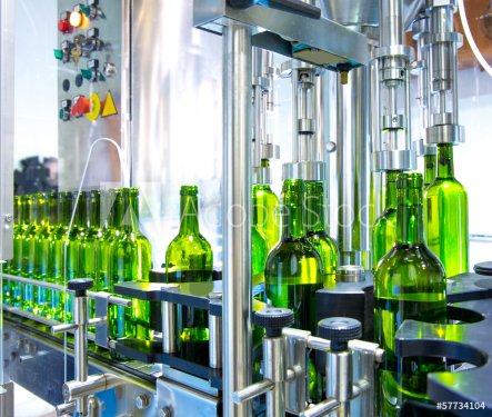white wine in bottling machine at winery - 901141341