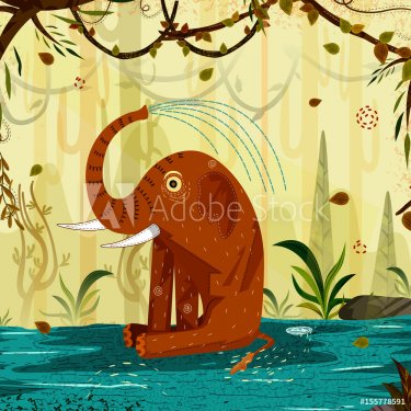 Wild animal Elephant in jungle forest background