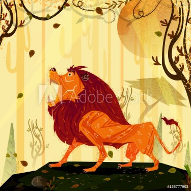 Wild animal Lion in jungle forest background - 901151719