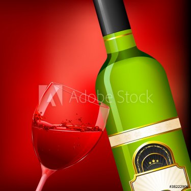Wine Glass and Bottle - 900489945