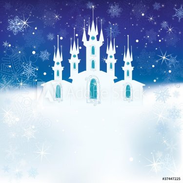 Winter scene with the ice castle - 901143134