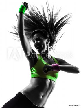 woman exercising fitness zumba dancing silhouette - 901141878