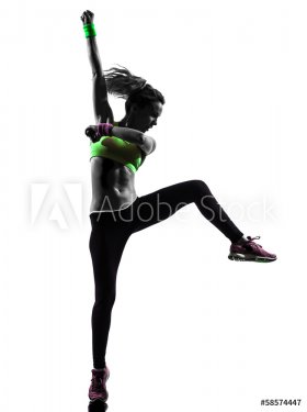 woman exercising fitness zumba dancing silhouette - 901141885
