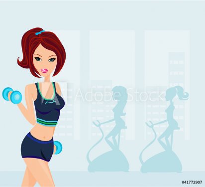 woman exercising in gym - 900469390
