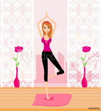 woman in a traditional yoga pose vector illustration - 900469322