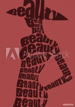 Woman in hat from words. Vector - 901145957