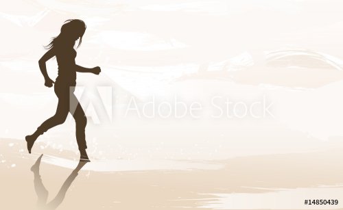 Woman jogging at the beach - 900472339
