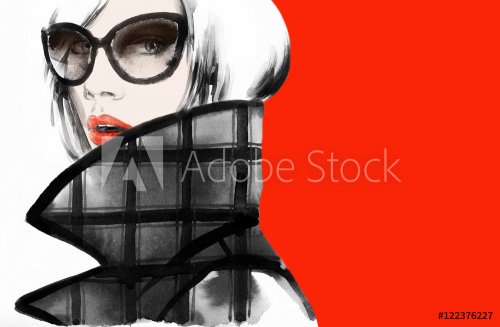 woman portrait .abstract watercolor .fashion background - 901149112