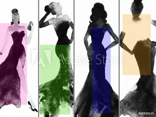 woman with elegant dress .abstract watercolor .fashion background - 901147797