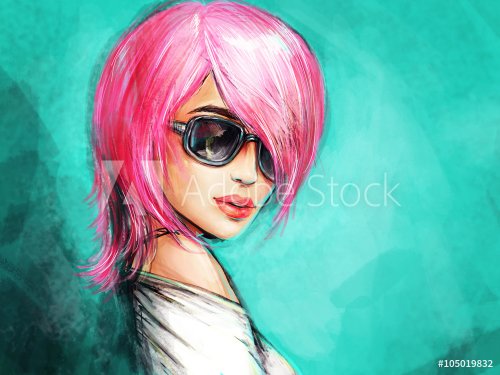 woman with glasses. fashion illustration - 901147801