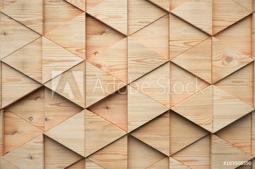 Wood triangular Abstract polygonal background from wooden, 3d render - 901152262