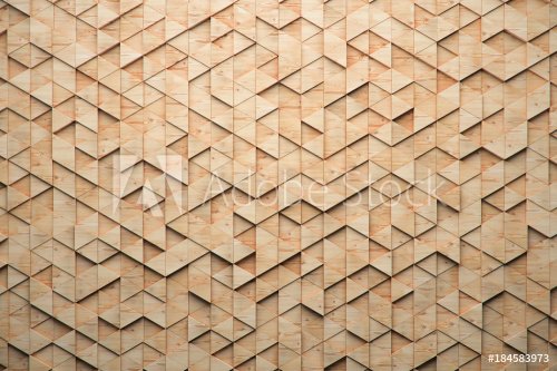 Wood triangular Abstract polygonal background from wooden, 3d render - 901152263