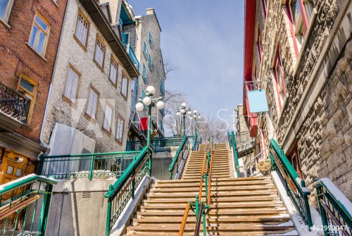 Wooden Stairs in Quebec City Old Town