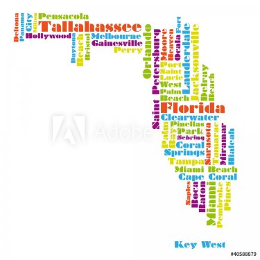 word cloud map of Florida state