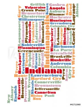 word cloud map of Indiana state