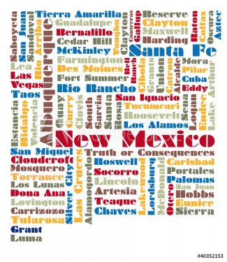 word cloud map of New Mexico state - 900868301