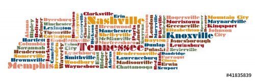 word cloud map of Tennessee state, usa - 900782067