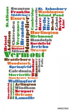 word cloud map of vermont state - 900868343