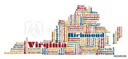 word cloud map of Virginia state, USA - 900868309