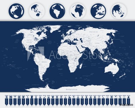 World map and Navigation Icons - 901147009