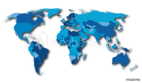World map countries blue color - 901147012