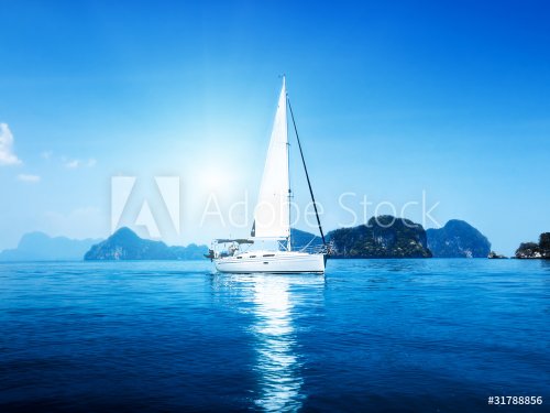 yacht and blue water ocean - 900659127