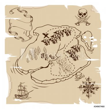 Ye Olde Pirate Treasure Map - 900463920