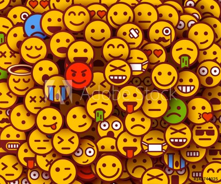 Yellow smiles background. Emoji texture.
