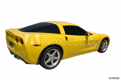 Yellow sports car isolated on a white. - 900464397