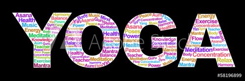 Yoga Text in Black Background - 901146702
