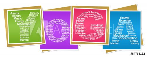 Yoga Wordcloud Colorful Blocks  - 901146703