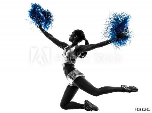 young woman cheerleader cheerleading  silhouette - 901141872
