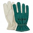 ZENITH - SDK967 - Standard Quality Full Index Split Cowhide Leather Palm Gloves - Beige/Green - Large - Price per pair