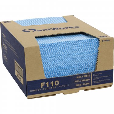 Hospeco - N-F110QCB - Chiffons de luxe antimicrobiens SaniWorksMD - 12 x 21 - Bleu - Prix par boîte de 200