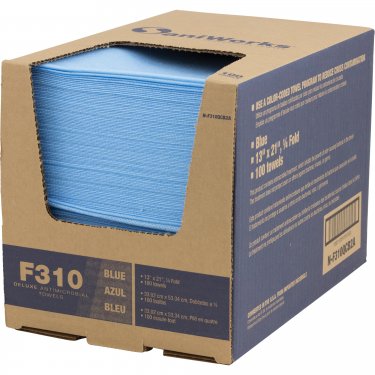 Hospeco - N-F310QCB2A - Chiffons de luxe antimicrobiens SaniWorksMD - 13 x 21 - Bleu - Prix par boîte de 100