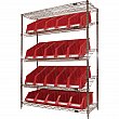 Kleton -  - Étagère en treillis métallique à 5 tablettes inclinées avec bacs - 48 x 18 x 63  - Bacs rouges - Prix unitaire