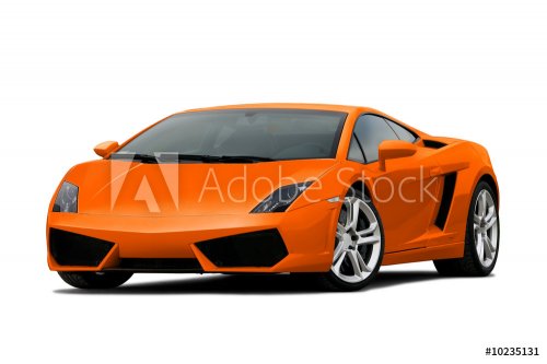 3/4 view of orange supercar isolated on white - 900125499