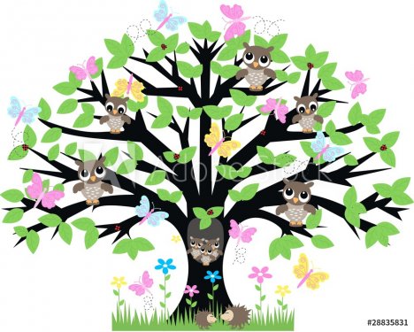 a tree full of animals