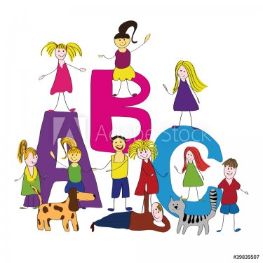 ABC, happy kids, back to school - 900452509