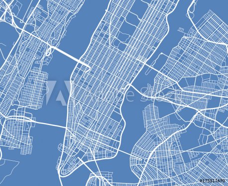 Aerial view USA New York city vector street map - 901152167
