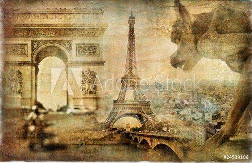 amazing Paris - artistic retro collage - 900312351
