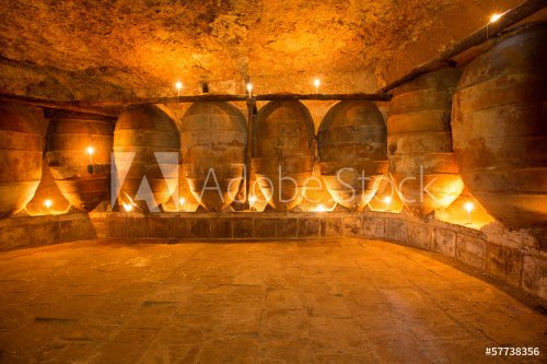 Antique winery in Spain with clay amphora pots - 901141395